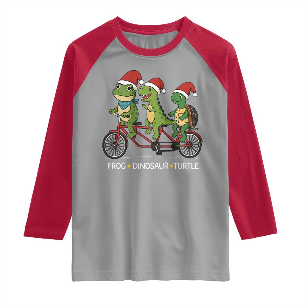 Subtle FDT Christmas Raglan Shirt Frog Dinosaur Turtle Political Satire TS10 Sport Gray Red Print Your Wear