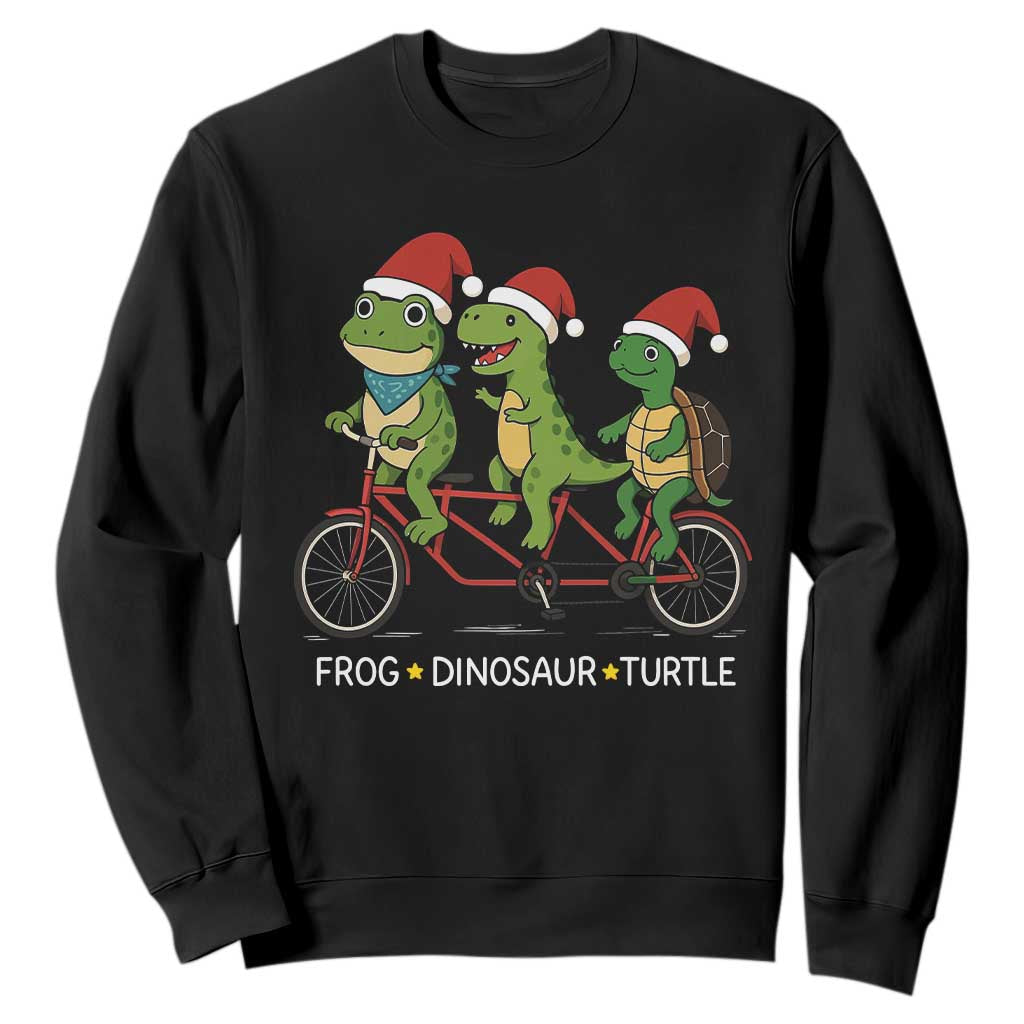 Subtle FDT Christmas Sweatshirt Frog Dinosaur Turtle Political Satire - Print Your Wear