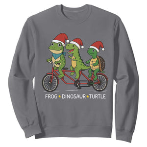 Subtle FDT Christmas Sweatshirt Frog Dinosaur Turtle Political Satire - Print Your Wear