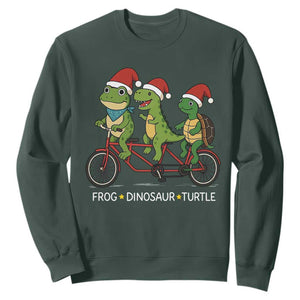 Subtle FDT Christmas Sweatshirt Frog Dinosaur Turtle Political Satire - Print Your Wear
