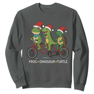 Subtle FDT Christmas Sweatshirt Frog Dinosaur Turtle Political Satire - Print Your Wear