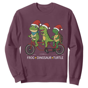 Subtle FDT Christmas Sweatshirt Frog Dinosaur Turtle Political Satire - Print Your Wear
