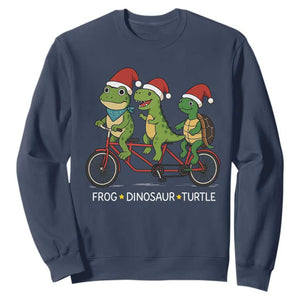 Subtle FDT Christmas Sweatshirt Frog Dinosaur Turtle Political Satire - Print Your Wear