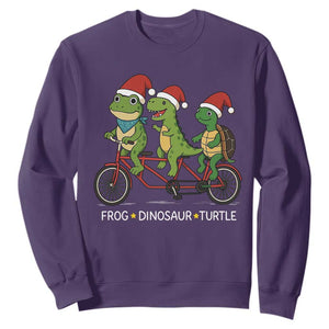 Subtle FDT Christmas Sweatshirt Frog Dinosaur Turtle Political Satire - Print Your Wear