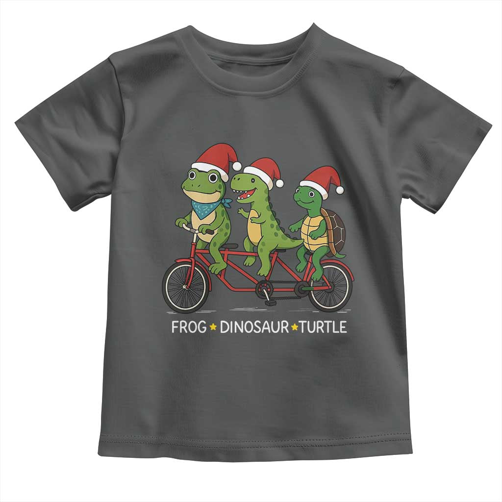 Subtle FDT Christmas Toddler T Shirt Frog Dinosaur Turtle Political Satire TS10 Dark Heather Print Your Wear