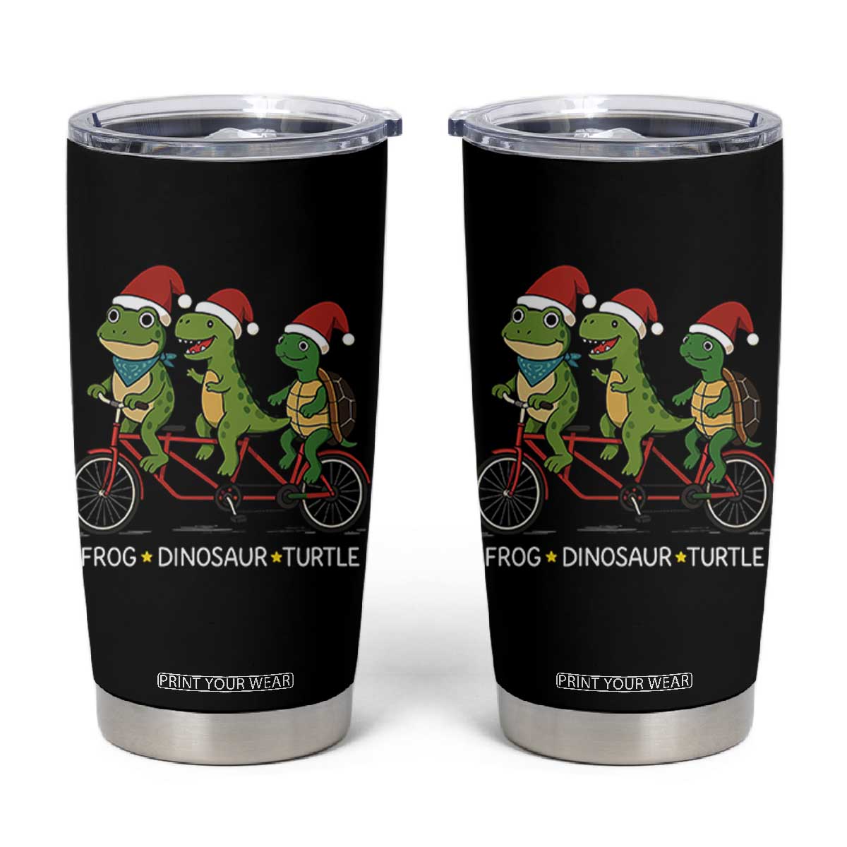 Subtle FDT Christmas Tumbler Cup Frog Dinosaur Turtle Political Satire TS10 Black Print Your Wear