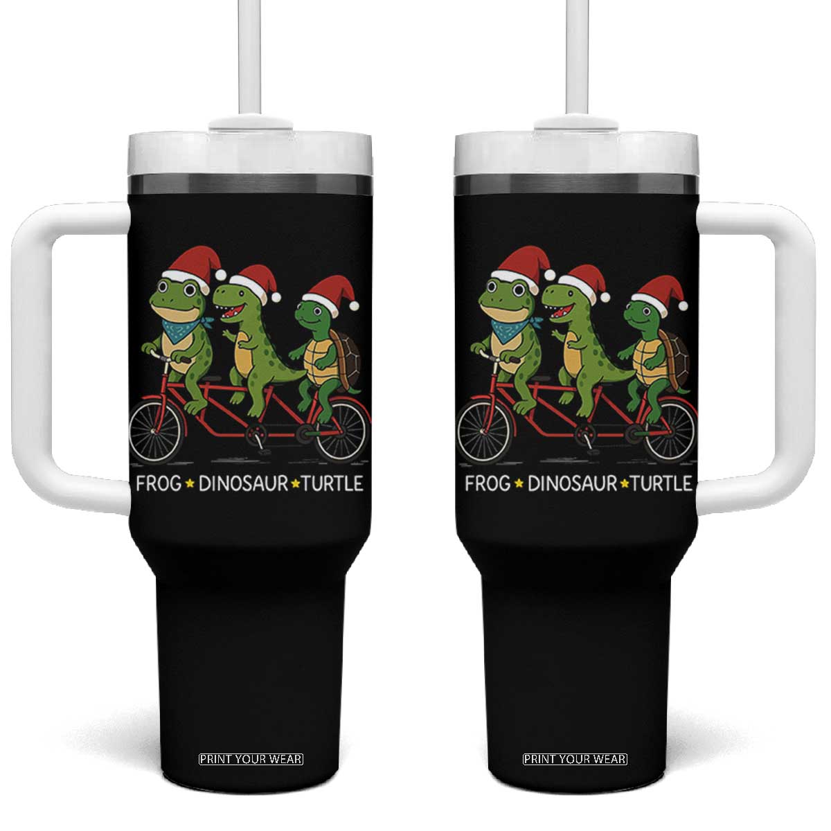 Subtle FDT Christmas Tumbler With Handle Frog Dinosaur Turtle Political Satire TS10 One Size: 40 oz Black Print Your Wear