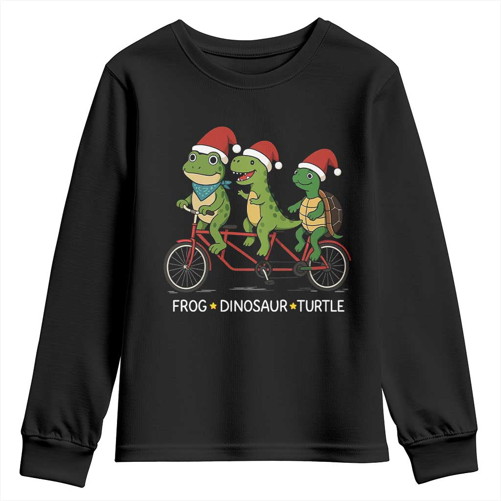 Subtle FDT Christmas Youth Sweatshirt Frog Dinosaur Turtle Political Satire - Print Your Wear