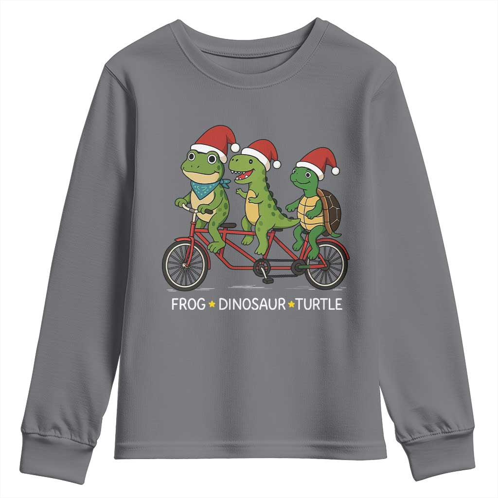 Subtle FDT Christmas Youth Sweatshirt Frog Dinosaur Turtle Political Satire TS10 Charcoal Print Your Wear