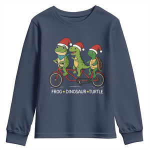 Subtle FDT Christmas Youth Sweatshirt Frog Dinosaur Turtle Political Satire TS10 Navy Print Your Wear