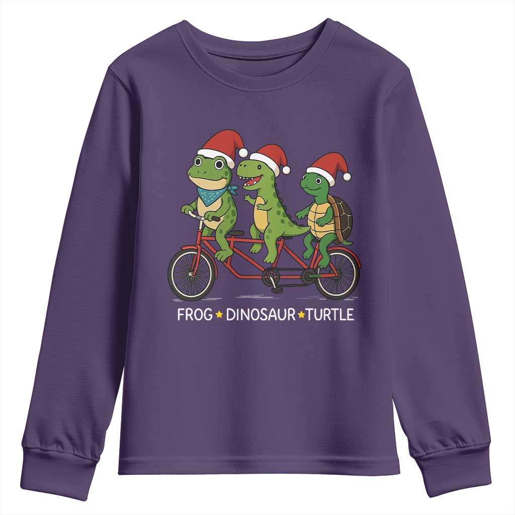 Subtle FDT Christmas Youth Sweatshirt Frog Dinosaur Turtle Political Satire TS10 Purple Print Your Wear
