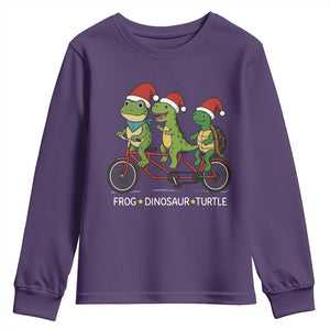 Subtle FDT Christmas Youth Sweatshirt Frog Dinosaur Turtle Political Satire TS10 Purple Print Your Wear