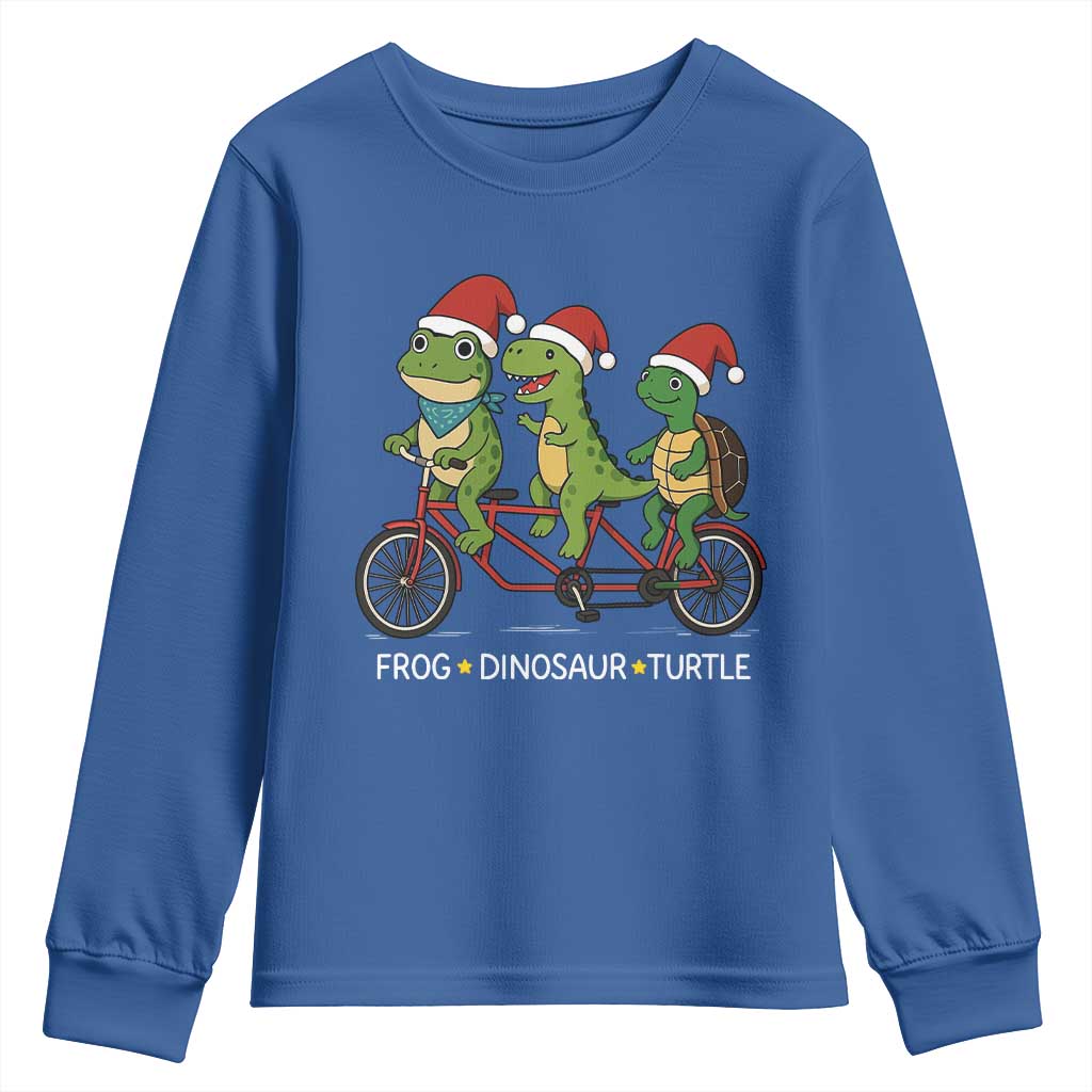 Subtle FDT Christmas Youth Sweatshirt Frog Dinosaur Turtle Political Satire TS10 Royal Blue Print Your Wear