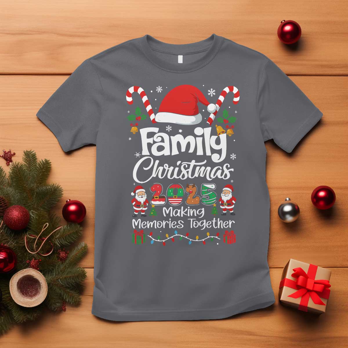 Family Christmas 2025 T Shirt Matching Xmas Squad Santa TS10 Charcoal Print Your Wear