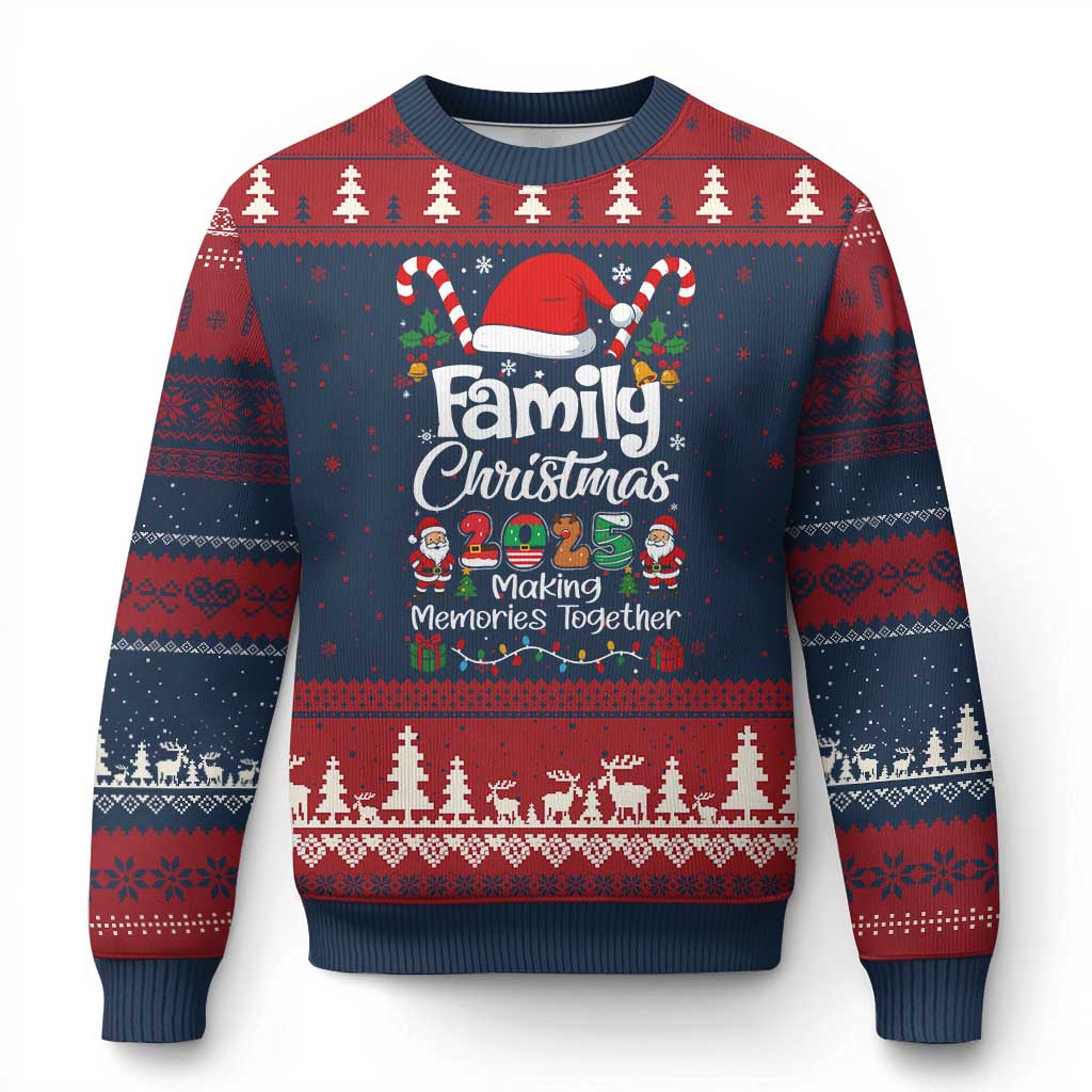 Family Xmas 2025 Ugly Christmas Sweater Matching Xmas Squad Santa TS10 Navy Red Print Your Wear