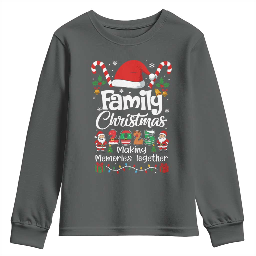 Family Christmas 2025 Youth Sweatshirt Matching Xmas Squad Santa TS10 Dark Heather Print Your Wear