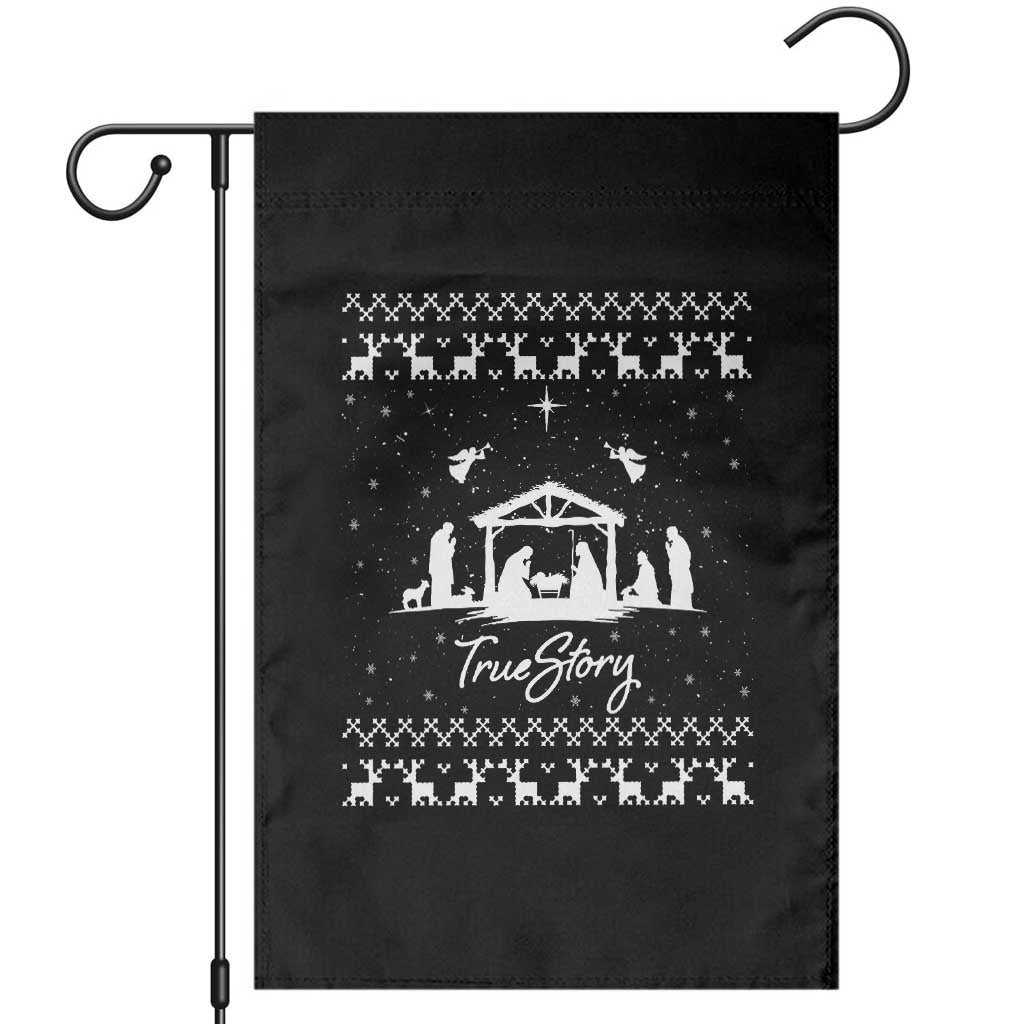 Nativity Scene Christmas Garden Flag Christian True Story Jesus Birth Ugly Xmas TS10 Black Print Your Wear
