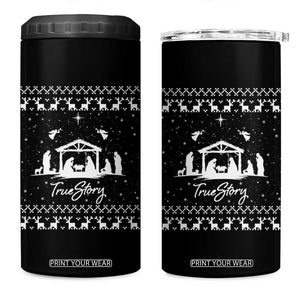 Nativity Scene Christmas 4 in 1 Can Cooler Tumbler Christian True Story Jesus Birth Ugly Xmas TS10 One Size: 16 oz Black Print Your Wear