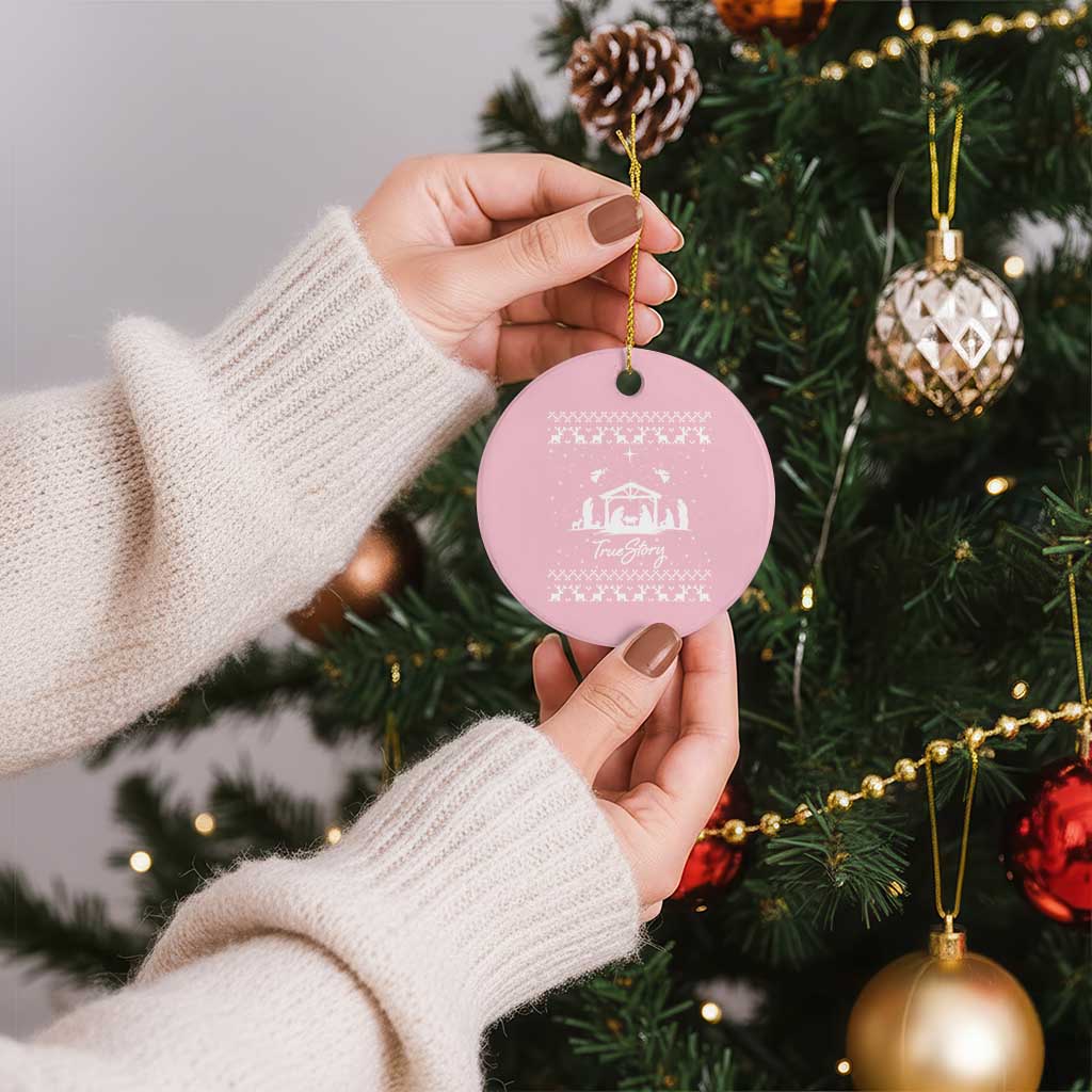 Nativity Scene Christmas Ceramic Ornament Christian True Story Jesus Birth Ugly Xmas TS10 1pc Light Pink Print Your Wear