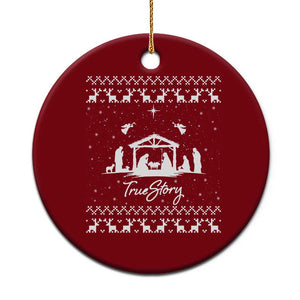 Nativity Scene Christmas Ceramic Ornament Christian True Story Jesus Birth Ugly Xmas TS10 1pc Red Print Your Wear