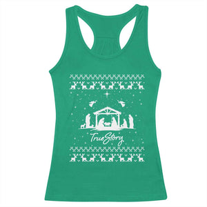 Nativity Scene Christmas Racerback Tank Top Christian True Story Jesus Birth Ugly Xmas TS10 Irish Green Print Your Wear