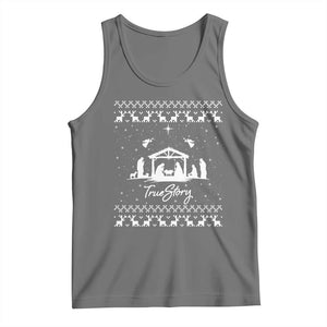 Nativity Scene Christmas Tank Top Christian True Story Jesus Birth Ugly Xmas TS10 Black Heather Print Your Wear