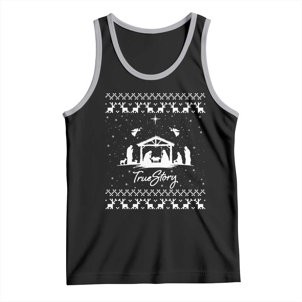 Nativity Scene Christmas Tank Top Christian True Story Jesus Birth Ugly Xmas TS10 Black Athletic Heather Print Your Wear