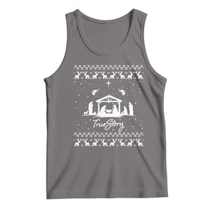 Nativity Scene Christmas Tank Top Christian True Story Jesus Birth Ugly Xmas TS10 Deep Heather Print Your Wear