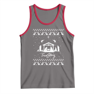 Nativity Scene Christmas Tank Top Christian True Story Jesus Birth Ugly Xmas TS10 Deep Heather Red Print Your Wear
