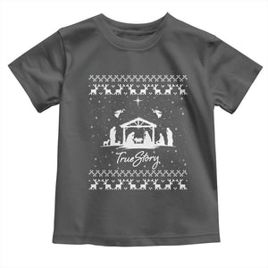 Nativity Scene Christmas Toddler T Shirt Christian True Story Jesus Birth Ugly Xmas TS10 Dark Heather Print Your Wear