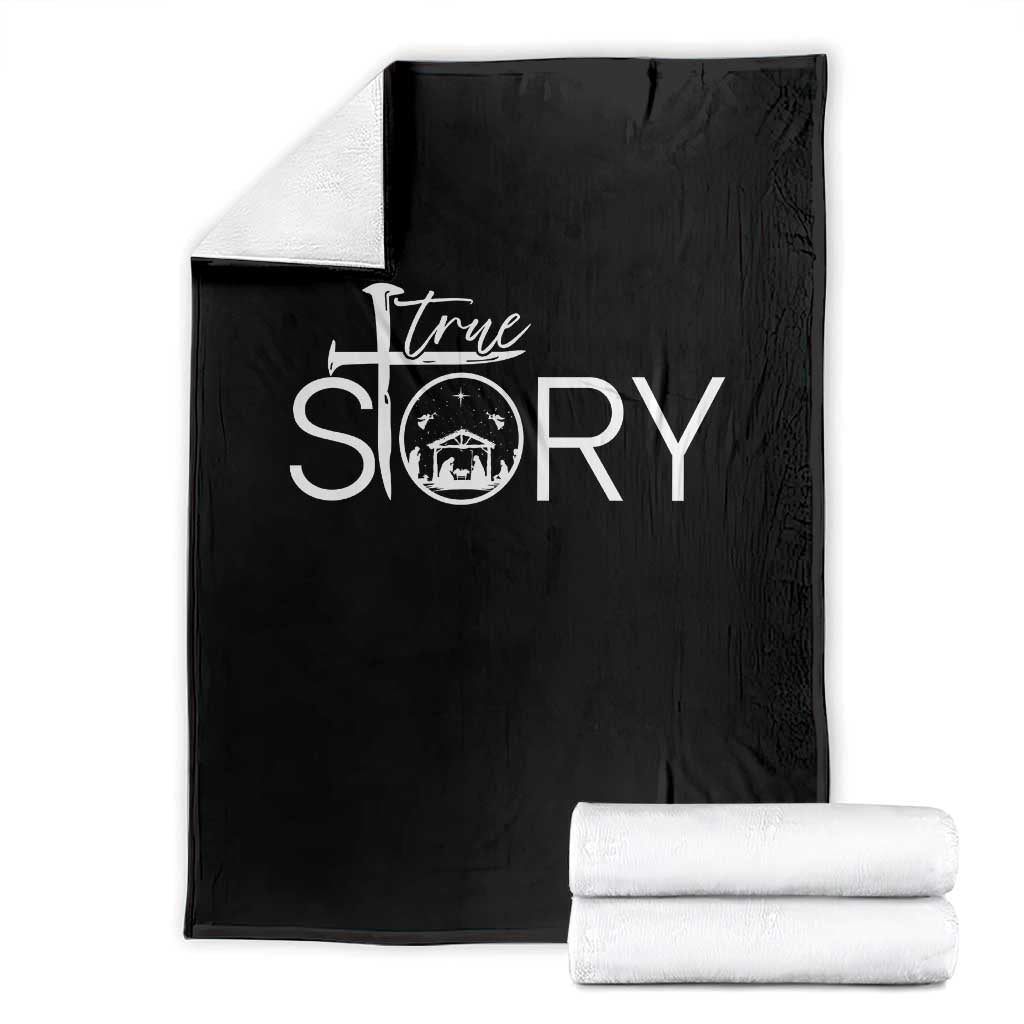 Christian True Story Throw Blanket Nativity Scene Christmas Faith Cross Jesus Birth TS10 Black Print Your Wear
