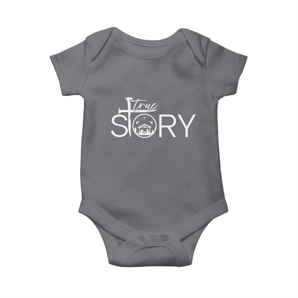 Christian True Story Baby Onesie Nativity Scene Christmas Faith Cross Jesus Birth TS10 Charcoal Print Your Wear