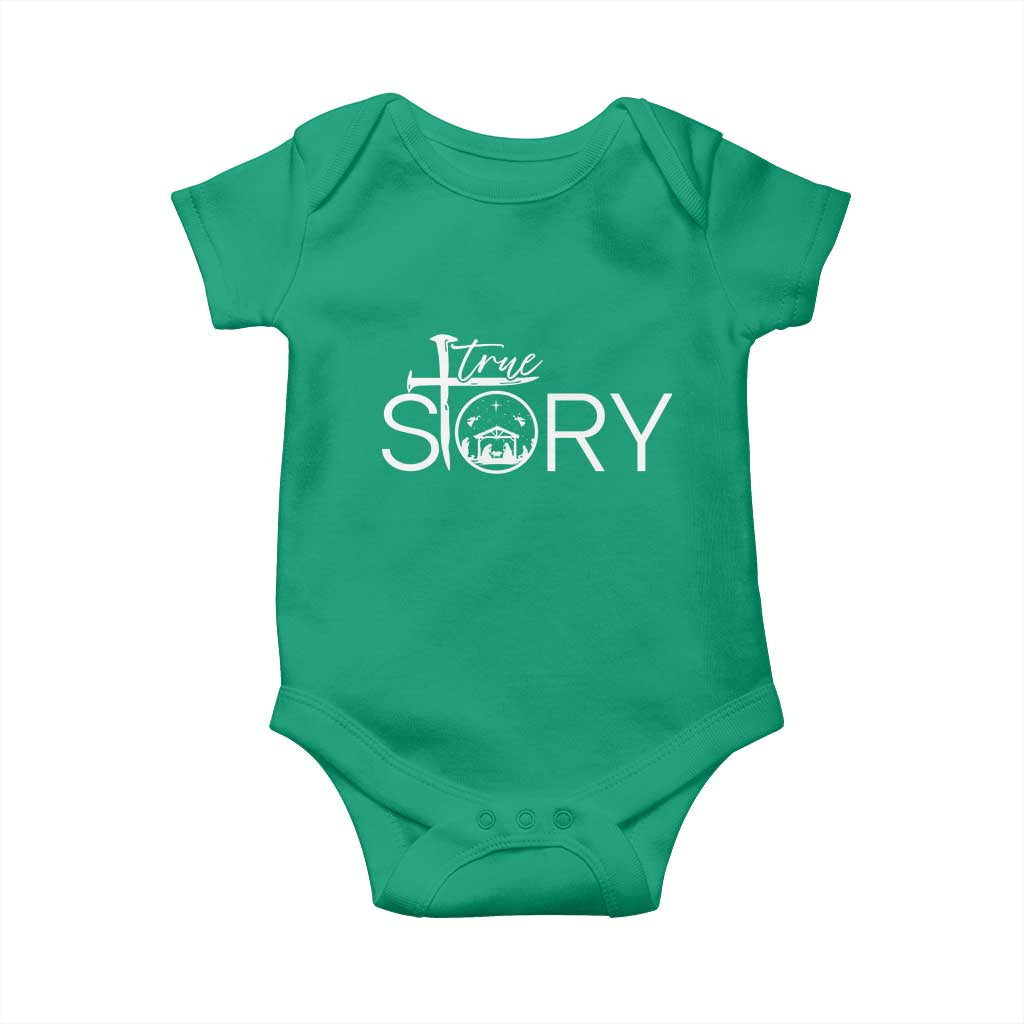 Christian True Story Baby Onesie Nativity Scene Christmas Faith Cross Jesus Birth TS10 Irish Green Print Your Wear