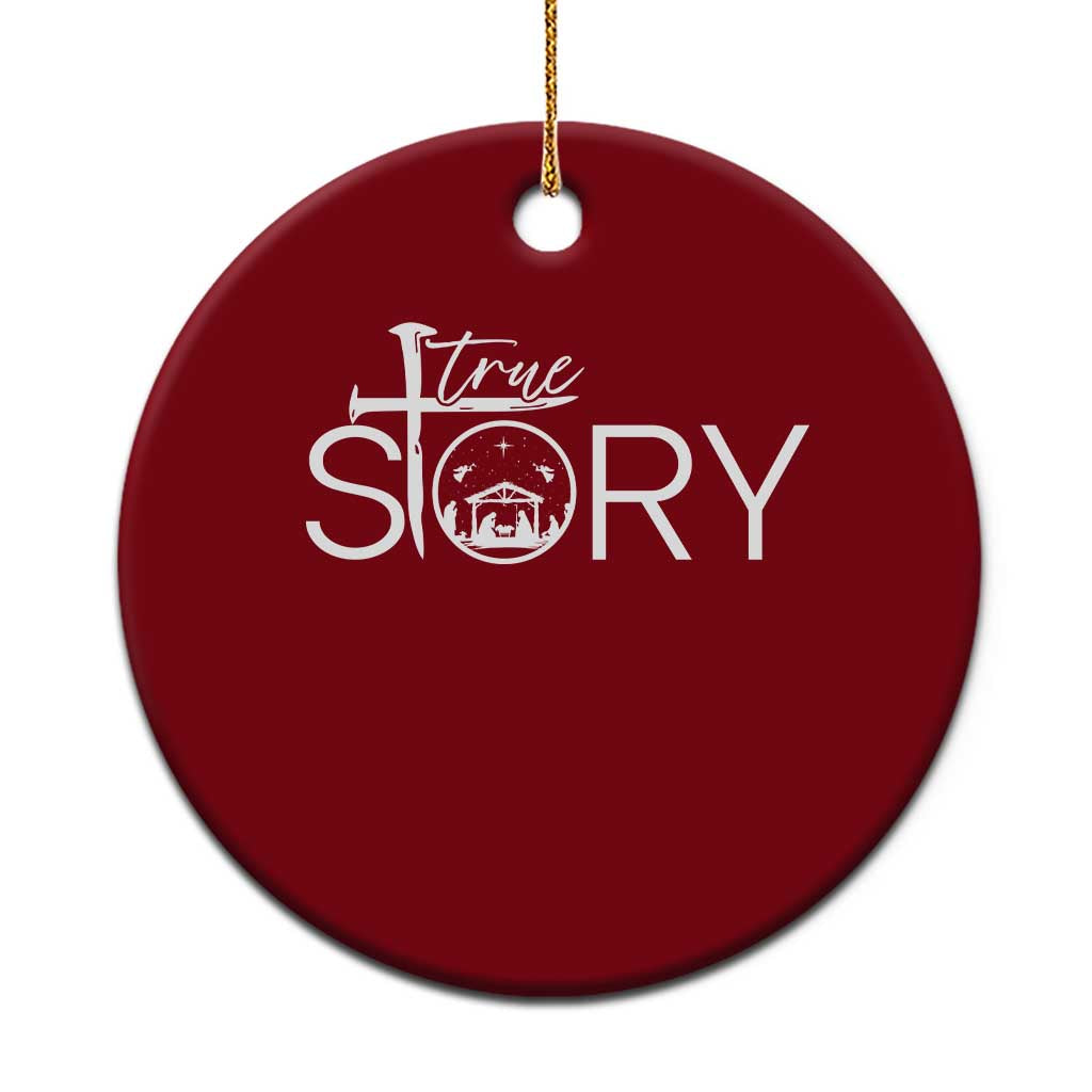 Christian True Story Ceramic Ornament Nativity Scene Christmas Faith Cross Jesus Birth TS10 1pc Red Print Your Wear