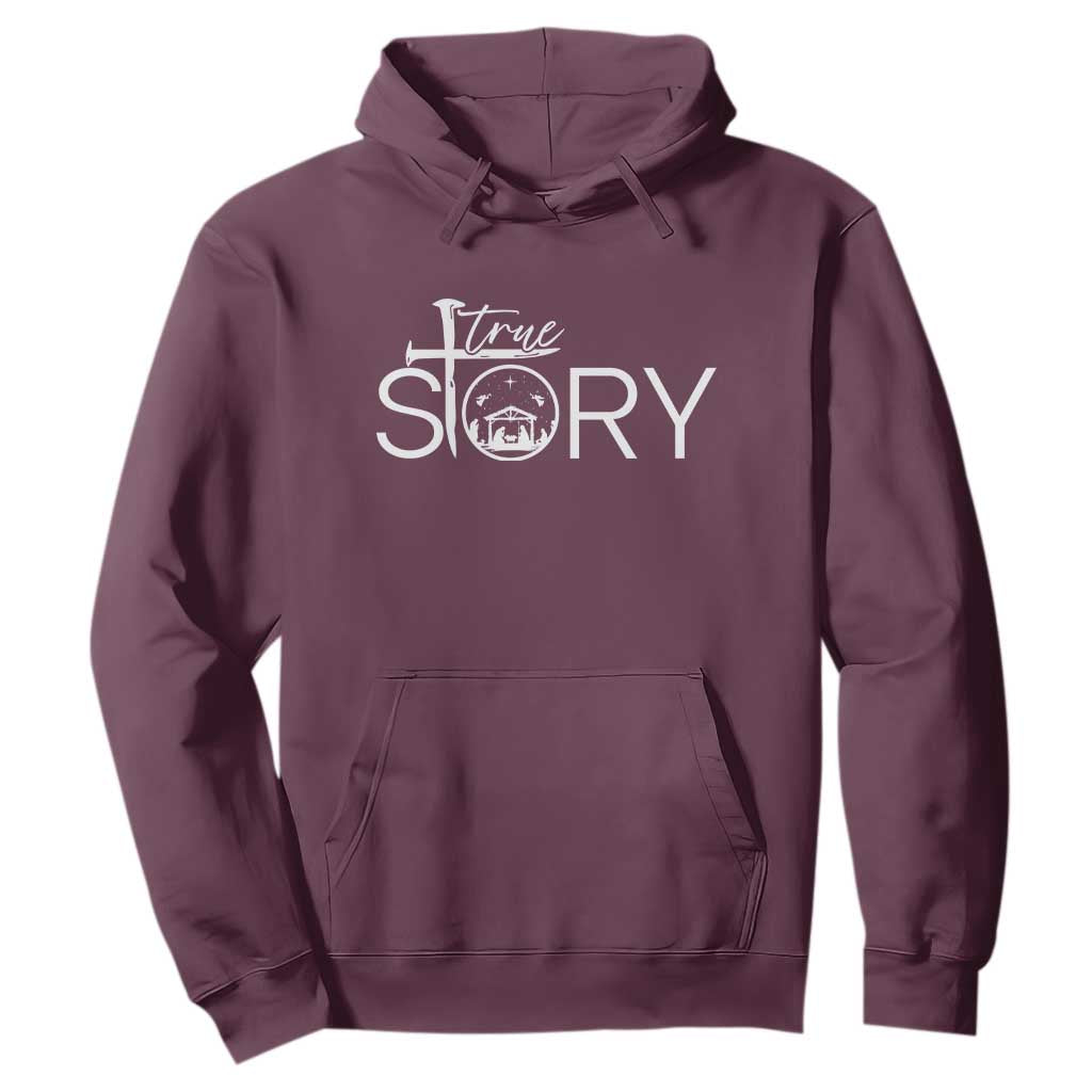 Christian True Story Hoodie Nativity Scene Christmas Faith Cross Jesus Birth TS10 Maroon Print Your Wear