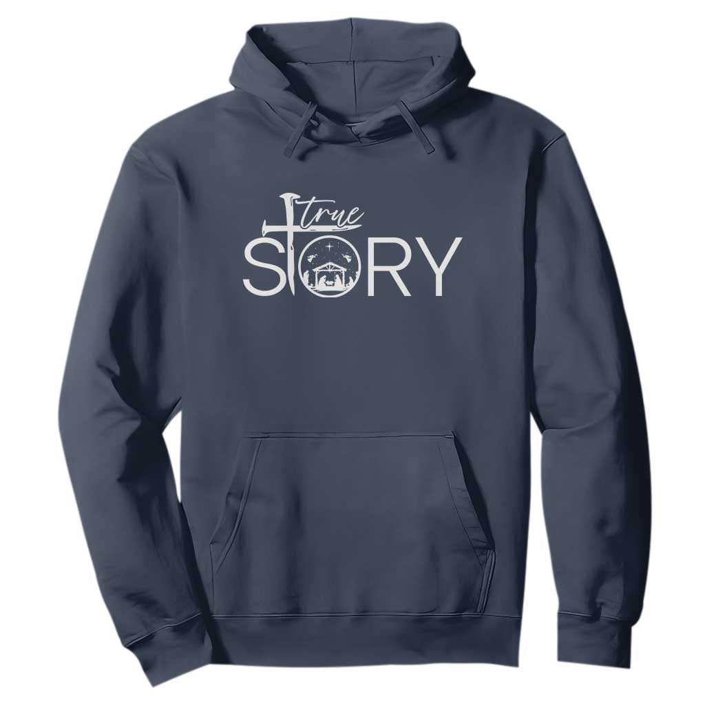 Christian True Story Hoodie Nativity Scene Christmas Faith Cross Jesus Birth TS10 Navy Print Your Wear