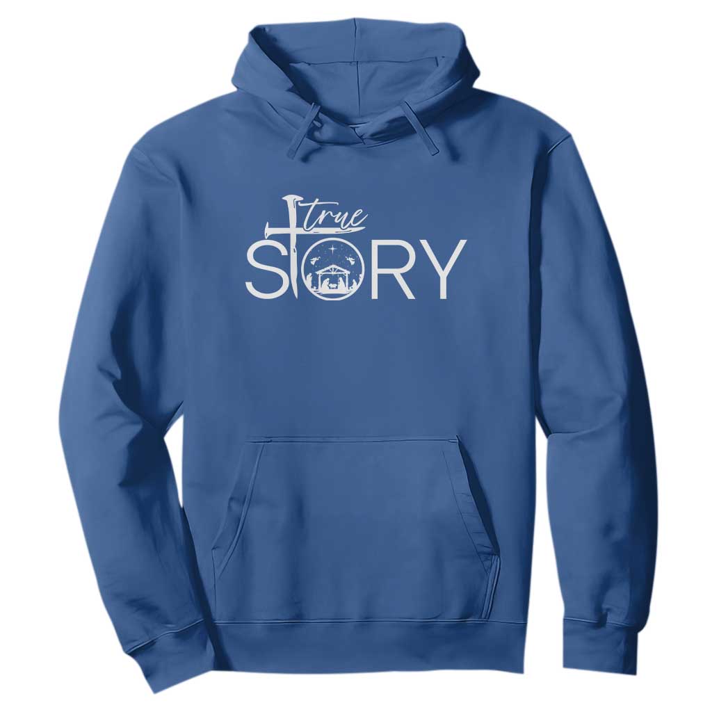 Christian True Story Hoodie Nativity Scene Christmas Faith Cross Jesus Birth TS10 Royal Blue Print Your Wear