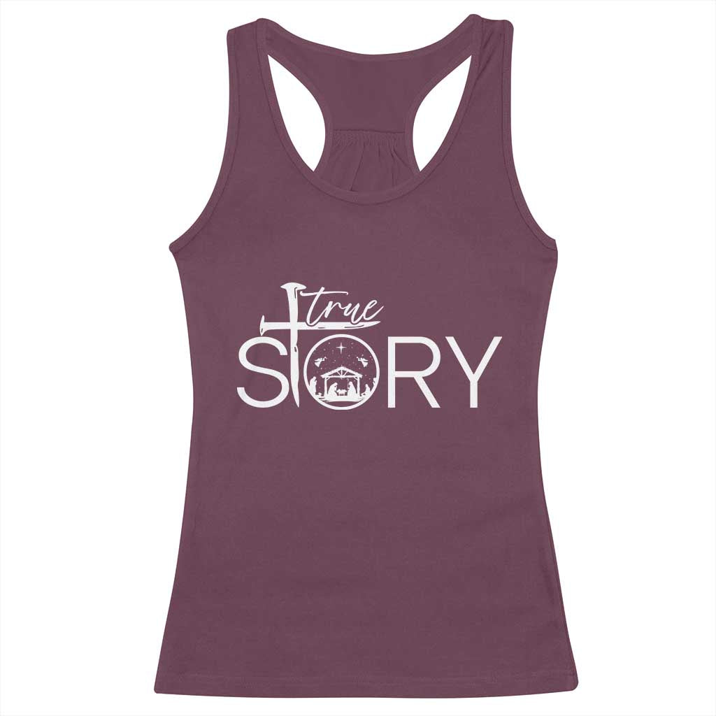 Christian True Story Racerback Tank Top Nativity Scene Christmas Faith Cross Jesus Birth TS10 Maroon Print Your Wear