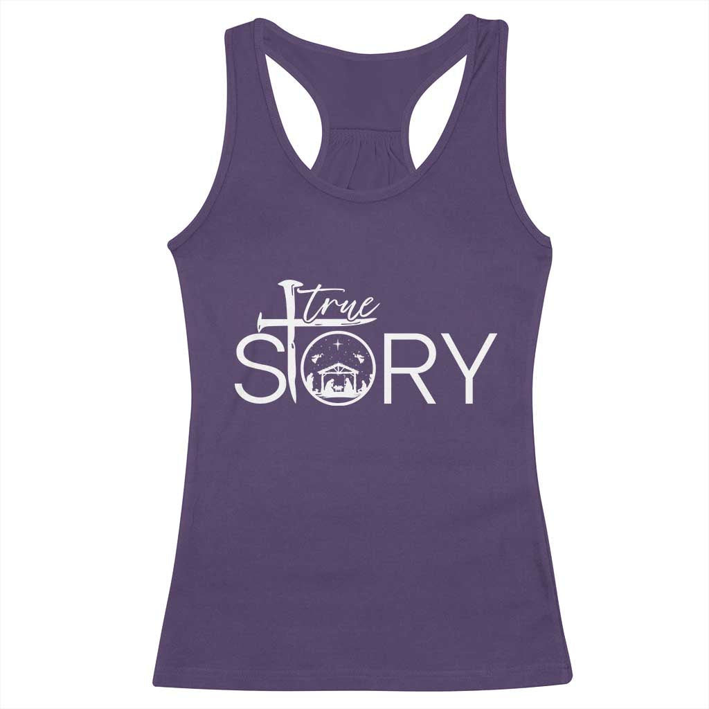 Christian True Story Racerback Tank Top Nativity Scene Christmas Faith Cross Jesus Birth TS10 Purple Print Your Wear