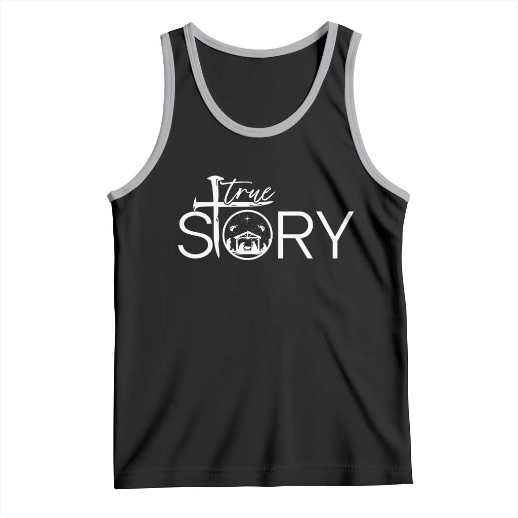 Christian True Story Tank Top Nativity Scene Christmas Faith Cross Jesus Birth TS10 Black Athletic Heather Print Your Wear