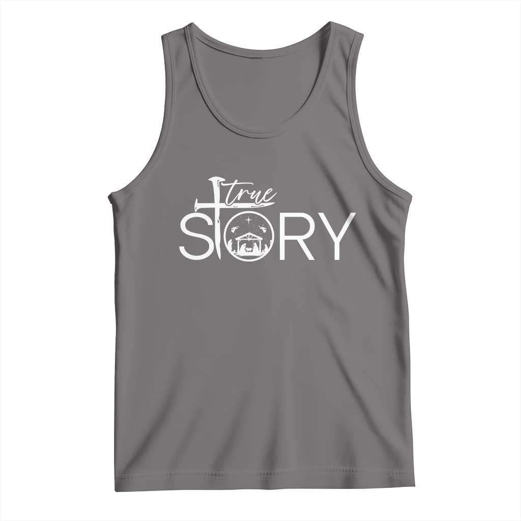Christian True Story Tank Top Nativity Scene Christmas Faith Cross Jesus Birth TS10 Deep Heather Print Your Wear
