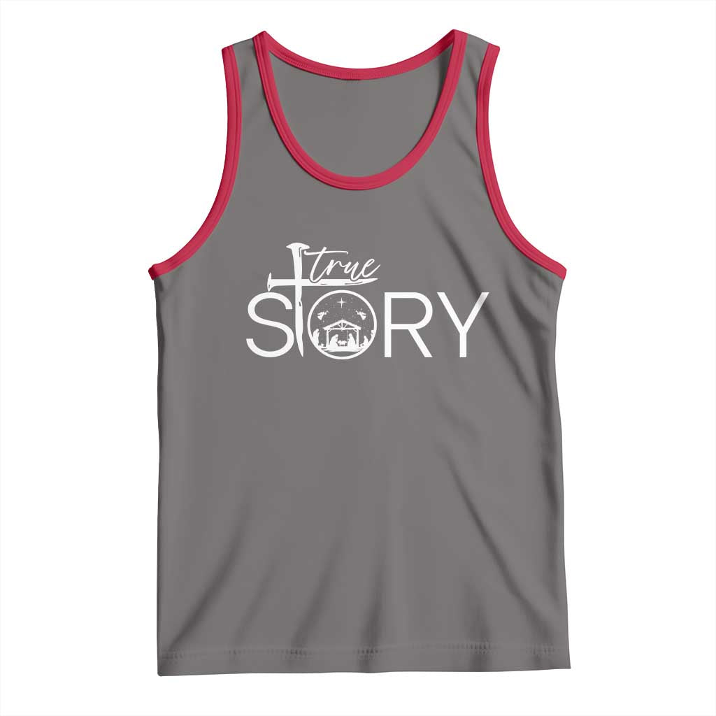 Christian True Story Tank Top Nativity Scene Christmas Faith Cross Jesus Birth TS10 Deep Heather Red Print Your Wear
