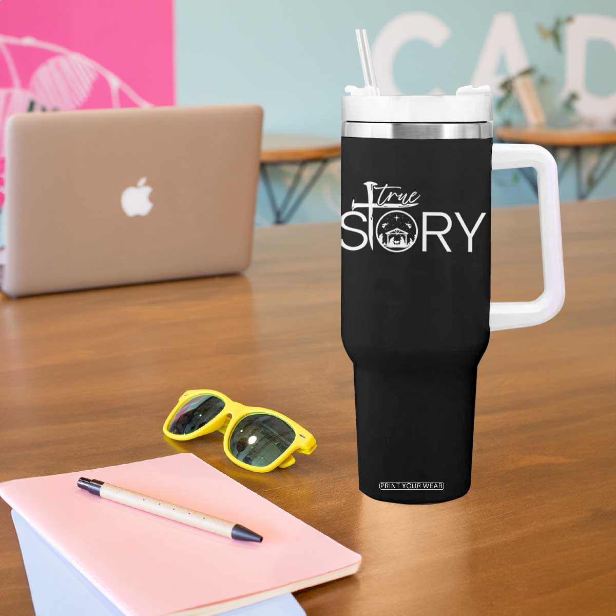 Christian True Story Tumbler With Handle Nativity Scene Christmas Faith Cross Jesus Birth TS10 Print Your Wear