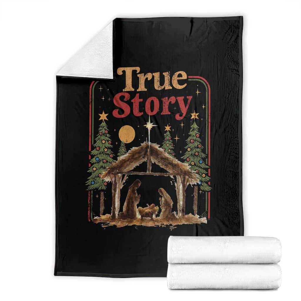 Vintage Nativity Scene Throw Blanket Christian Christmas True Story Jesus Birth TS10 Black Print Your Wear