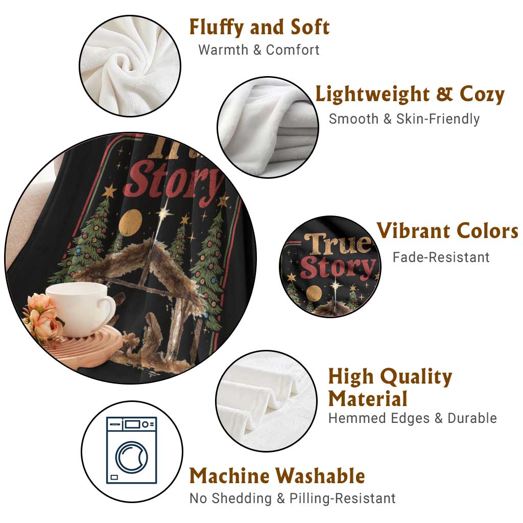 Vintage Nativity Scene Throw Blanket Christian Christmas True Story Jesus Birth TS10 Print Your Wear