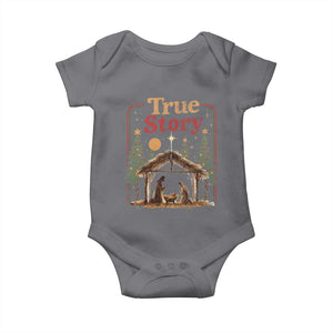 Vintage Nativity Scene Baby Onesie Christian Christmas True Story Jesus Birth TS10 Charcoal Print Your Wear