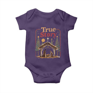 Vintage Nativity Scene Baby Onesie Christian Christmas True Story Jesus Birth TS10 Purple Print Your Wear