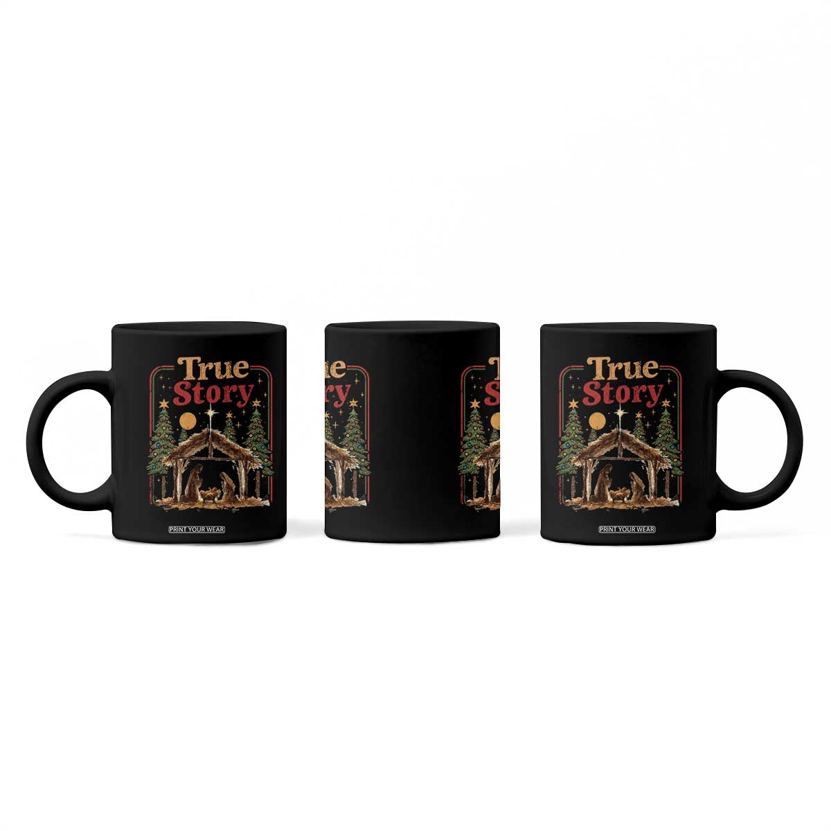 Vintage Nativity Scene Coffee Mug Christian Christmas True Story Jesus Birth TS10 Print Your Wear