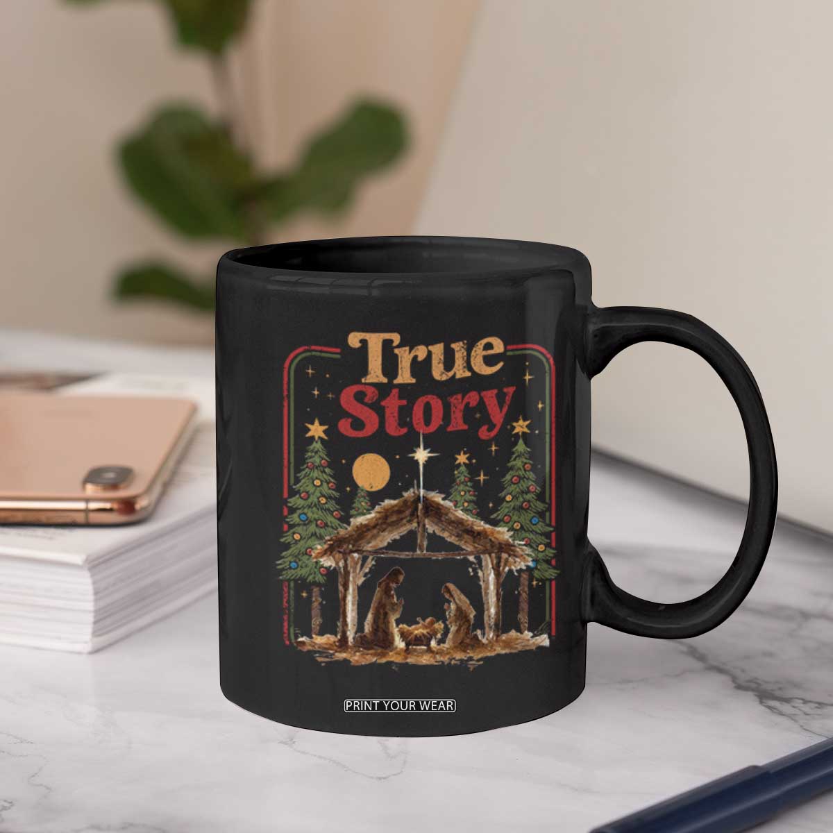 Vintage Nativity Scene Coffee Mug Christian Christmas True Story Jesus Birth TS10 Print Your Wear