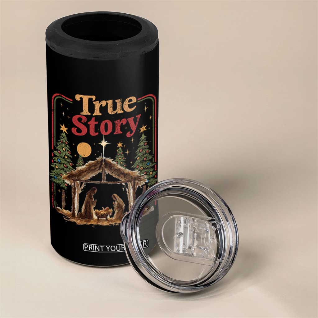 Vintage Nativity Scene 4 in 1 Can Cooler Tumbler Christian Christmas True Story Jesus Birth TS10 Print Your Wear